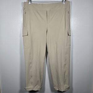 T By Talbots Cream Stretch Elastic Waist Pull On Cargo Ankle Pants Plus Size 2X